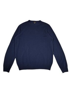 J. Crew Mens 100% Cashmere Sweater Sz XL Tall Navy Preppy Classic Minimalist